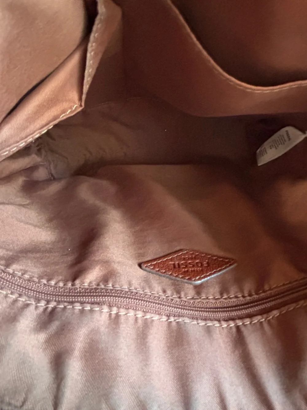 Fossil Brown Pebbled Leather Shoulder Bag Crossbody Zip Pocket